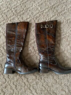 Born Brown Leather Knee-High Riding Boots